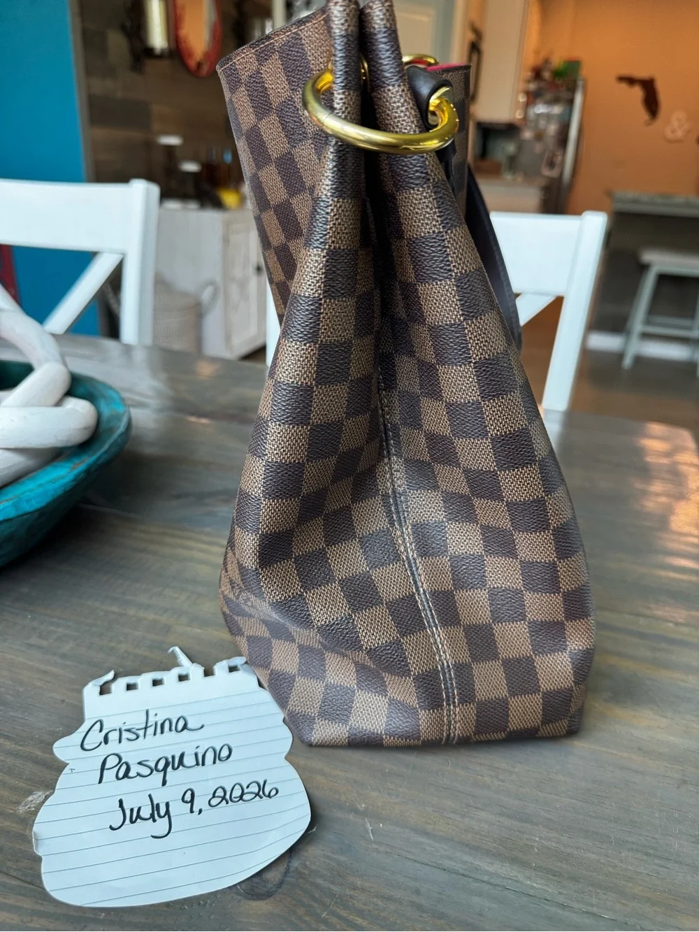 Louis Vuitton Graceful MM Damier Ebene Handbag Purse RARE AND DISCONTINUED